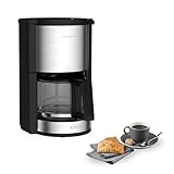 Krups KM3210 Pro Aroma Plus Filterkaffeemaschine | 10 Tassen | 1,25 L | 30-Minuten-Warmhaltefunktion | sichtbares Wasserstands Fenster | Tropfstopp-System | Schwarz mit Edelstahlapplikationen