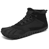 SAGUARO Barfußschuhe Herren Winter Winterschuhe Damen Gefüttert Warm Winterstiefel Wasserdicht Outdoor Rutschfeste Schwarz 38