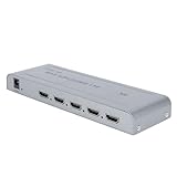 HD Multimedia Switcher, 4 Port KVM Multi View, 4K 60 Hz 4 in 1 Ausgang, Nahtloser Multi Picture Switch Verteiler mit Infrarot Fernbedienung (EU-Stecker)