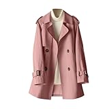 Generisch Trenchcoat Damen Lang Klassische Mantel Parka Tailliert Übergangsjacke Damen Elegant Winterjacke Warm Baumwolle Wintermantel Zweireiher Reverskragen Damenmantel Mit Taschen Jacke