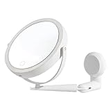 Nuytghr Wandmontiertes Make-up, 3-fache Vergrößerung, doppelseitig, dimmbar, Wand mit Lichtern, LED-Badezimmer, 1200 mAh wiederaufladbare Touch-Steuerung, 360° Schwenkarm