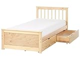 Bettrahmen Holz hellbraun mit Lattenrost 90x200 cm 2 Schubladen Skandi Olendon