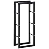 HOMCOM Kaminholzregal 40 x 25 x 100cm Brennholzregal aus Metall, Kaminholzständer für Innen und Außen, Schwarz