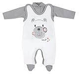 TupTam Baby Mädchen Jungen Strampler mit Langarmshirt Aufdruck Spruch 2 teilig, Farbe: Bärchen, Größe: 62
