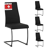 Albatros Freischwinger Stuhl TURANO 4er Set, Schwarz - Esszimmerstuhl Schwingstuhl mit Modernem Design, Stoff-Bezug, Dicke Polsterung - Küchenstuhl, Polster-Stuhl Esszimmer, Esstisch Stuhl