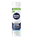 NIVEA MEN Sensitive Rasiergel für Männer (200 ml), Rasier Gel mit Kamille, Hamamelis und Vitamin E für eine sanfte Rasur, schützende Formel gegen Hautirritationen