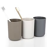 Farerkass Zahnbürstenbecher, 3 Stück 300ML Zahnputzbecher, Toothbrush Holder, Zahnbürsten Becher für Zahnbürste und Zahnpasta aus Kunststoff in Lebensmittelqualität Einfacher Stil, Zahnbürstenhalter