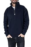 Mivaro Herren Troyer, Pullover mit 1/4 Reißverschluss, hoher Kragen, ohne Kapuze, Größe:L, Farbe:Dunkelblau