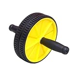 GARVALON Doppel rad Bauchmuskeltrainer mit Stahlrohr und Rutschfestem Griff Ab Roller für Effektives Core training und Fettverbrennung Fitnessgerät für Zuhause und Studio Gelb