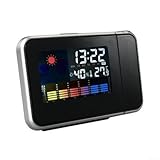 Digitaler Projektionswecker mit Farb-LCD-Anzeige mit präziser Temperatur- und Feuchtigkeitsmessung (schwarz)