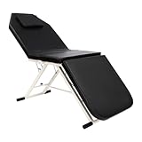 Massagetisch 3Zonen Klappbar Kosmetikliege Tragbar Massage Table Beauty Spa Couch Bed Kosmetikbett Liegen Bett Massageliege Behandlungsliege Ergonomischer HöHenverstellbar Mit KopfstüTze (Schwarz)