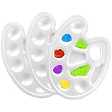 JIADEXIN Mischpalette - 3 Stück Griffloch und 10 Mischfeldern, Universalpalette für DIY Kunst Malerei, Farbe Palette Kunststoff für Wasserfarben, Öl, Acryl Malerei, Weiß
