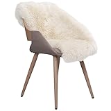 WOLTU Öko Lammfell Schaffell Teppich, Echtes Naturfell Weich Flauschig, Wollteppich für Wohnzimmer Schlafzimmer Kinderzimmer als Bett-Vorleger oder Matte für Stuhl Sofa, Weiß, (90-100) x 60cm