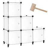 AWTATOS Steckregal 6 Würfel Aufbewahrungssystem Kombiregale mit Türen Regal Würfel DIY Multifunktional Regalsystem Regal Modular Für Wohnzimmer, Schlafzimmer, Bad Durchsichtig Weiß ULPZ007