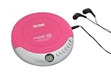 ROXX PCD 501 Tragbarer MP3-CD-Player mit Anti-Schock | LCD-Display, Wiederholfunktion, Stereokopfhöreranschluss | Inkl. In-Ear Kopfhörer, Batteriebetrieb | Kompatibel mit CD-R, CD-RW, MP3 | Rosa/Pink
