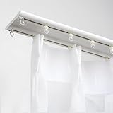 Ultradünne, zweiläufige Gardinenstangen-Set für Erkerfenster, 260 cm, Weiß