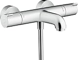 hansgrohe Ecostat - Wannenthermostat Aufputz, Wannenarmatur mit Sicherheitssperre (SafetyStop) bei 40° C, rundes Thermostat für die Badewanne, Mischbatterie für 2 Verbraucher, Chrom, 13201000