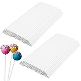 200 Stück Cake Pop Stiele 15 cm, Weiße Lollipop Sticks, Cakepop Stiele aus Papier, Cakepop Lolli Stiele, Cake Pop Sticks zum Herstellung von Lutscher, Kuchen, Regenbogenzongen, Keksen und Desserts