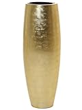 VIVANNO Pflanzkübel Bodenvase Fiberglas Magnum Gold Blatt-Optik Hochglanz - 100x29