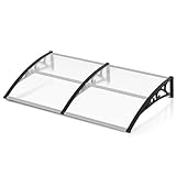 Jiubiaz Vordach für Haustür 200x100 cm, Polycarbonat Pultvordach Überdachung 6 mm, PP Halterung, Transparentes Pultbogenvordach, Extrem witterungsbeständig, schützt vor Regen, Schnee und UV-Strahlen