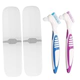 WRITWAA 2 Sätze Reise prothesenbürsten mit Doppeltem Borstenkopf Hart Tragbar mit Aufbewahrungsbox Mini Zahnbürsten für Persönliche Zahnprothesen Zahnspangenreinigung Praktische