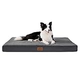 BEDSURE orthopädisches Hundebett Grosse Hunde - 91x69x7.6cm Hundekissen flauschig Hundematte waschbar Hundematratze in dunkelgrau für große Hunde