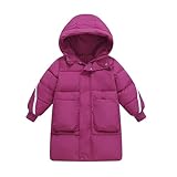Fleecejacke Kinder-Mädchen Daunenmantel, Lange Steppjacke, Warm, Dick Gefüttert, Lässiger, Winddichter Wintermantel Für Kinder (7-8 Years)