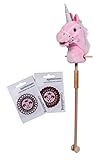 CasualRiding Steckenpferd Sound | ca. 100 cm | Einhorn oder Pinto | Holzstab abschraubbar | mit Rollen (Einhorn Rosa)