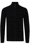 Indicode Paulomo Herren Strickjacke Cardigan Grobstrick mit Stehkragen aus 100% Baumwolle, Größe:L, Farbe:Black (999)