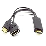 SHOOYIO Adapter für HDTV-Stecker auf DisplayPort-Buchse mit USB-Stromanschluss, hohe Auflösung für 4K @ 60Hz Gaming und Workstations