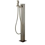 IUokLU Quadratischer Edelstahl-Säulenbrunnen für den Außenbereich wetterfester Gartenwassersäulen-Wasserhahnspender Gartenschlauchhalter mit Messinghahn,Wasserhahn mit Düse