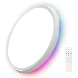 JVURICE Deckenlampe LED Deckenleuchte RGB 24W Ultraslim 3000K-6500K Dimmbar Nachtlicht Timer Rund Küchenlampen Wohnzimmer Modern Weiß Lampe Mit Fernbedienung für Bad/Keller/Schlafzimmer/Kinderzimmer