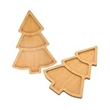 SECFOU 2 STK Weihnachtsbaumtablett Herz Gericht Obstteller Feiertagsschneidebrett Pickle-Teller Teller in weihnachtsbaumform dekoratives Schneidebrett Chauratri-Brett hölzern Light Brown