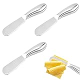 vcsjw Buttermesser Klein 3 Stück,Butterschneider,Edelstahl Buttermesser,Dessertmesser,Kleine Brot Creme Messer Marmeladenmesser,für Butter,Käse und Gebäckherstellung(13.5 cm, Silber)