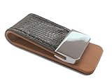 Fa.Wessel Geldscheinklammer Leder mit Edelstahl. Edel und elegant für Männer mit Stil und Klasse | Geldklammer | Money Clip | Geldclip (schw/braun)