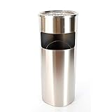 Standaschenbecher für Draussen Aussen, 30 Liter Edelstahl Mülleimer mit Aschenbecher, Entnehmbarer Inneneimer, Ø25 x 60 cm (Silber)