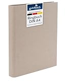 goldbuch 37 211 Ringbuch A4 Summertime Beige, Ordner, Maße 32 x 27,5 x 4,5 cm, Hefter mit 4-Ringmechanik und Klemmbügel, Ringordner Format DIN A4, Einband aus Leinen, Heftordner Hellbraun