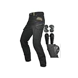 Gepanzerte Motorradhose Motorrad-Schutzjeans Verstellbare Bündchen Verdecktes, Atmungsaktives Mesh(Black,S)