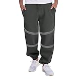 Traininghose Herren Winter - Jogginghose Regular Fit Trekkinghose Silber Reflektierende Streifen Freizeithose Klassisch Wanderhose Mit Taschen Laufhose Fashion Sporthose Arbeitshose