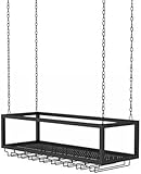 LMYFGHRD Weinregal zum Aufhängen an der Decke mit Glas-Stielgläsern, Metall-Bar-Einheit für Küche, Bar, Unterschrank-Organizer, Regale (120 x 25 x 20 cm)