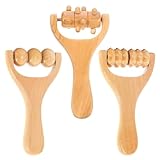 Jadin Massageroller, Faszienstab, 3Pcs Hölzerne Hand Massage Roller Holz fuß Massage Rolle Muskel Massage Tools, Hand Held Massage Tool Muskel Roller für Rücken Beine Körper Hals Gesicht Arm, 15 x 8cm
