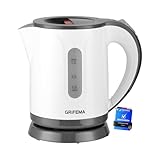 GRIFEMA Wasserkocher Klein, 0,8L, 1100W - Teekocher Elektrisch mit Kalkfilter, Kettle Leise, Schnell, Wasserkocher BPA-Frei, Reisewasserkocher Automatische Abschaltung, Überhitzungsschutz, Weiß