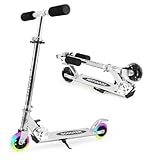 Y-RAIN Roller Kinder Scooter 6 Jahre, 2 LED aufleuchten Räder Tretroller Kinder Roller 3 Jahre Mädchen Jungen Klappbar höhenverstellbar hinterradbremse Roller für 3-10 Jahre