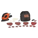 BLACK+DECKER Dreieckschleifer Mouse für staubfreies Schleifen (55 Watt Schleifmaschine, Schleifplatte 133 x 95 mm, Schleifen/Polieren, inkl. Schleifpapiere + Fingerschleifpapier) BEW230BCA