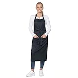 ZOLLNER Kochschürze in schwarz - robuste Grillschürze mit aufgenähten Taschen - Baumwolle - 75x100 cm - mit Bindebänder - waschbar bis 60°C - Oeko Tex® zertifiziert