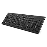 Hama Kabellose Tastatur 'Cortino' (ergonomische Tastatur, deutsches Tastenlayout QWERTZ mit Nummernblock für PC und Laptop, flache Tastatur mit 12 Media-Tasten, höhenverstellbare Funktastatur) schwarz