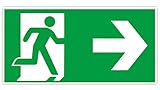 Hochwertiges Notausgangsschild Pfeil rechts - 30x15 cm langnachleuchtend + selbstklebend - Original Protecticure Fluchtwegschild PVC -Rettungszeichen/Rettungsschild/nachleuchtend