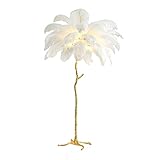 Feder Stehlampe, Einzigartige Stehleuchte für Schlafzimmer und Wohnzimmer, Hohe Harz Straußenfeder Vintage Mitte Jahrhundert Moderne LED Ecklampe