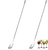 Yitobici Barlöffel, Cocktail-Mischlöffel aus Edelstahl, 2 Stück, Silber, 30 cm lang, für Cocktailgläser und Shaker