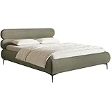 Selsey Polsterbett 140x200 cm Cord Olivgrün – gepolstertes Bett 140x200 mit Lattenrost, stabiles Bettgestell mit schwarzen Metallfüßen, modernes Doppelbett im zeitlosen Design fürs Schlafzimmer